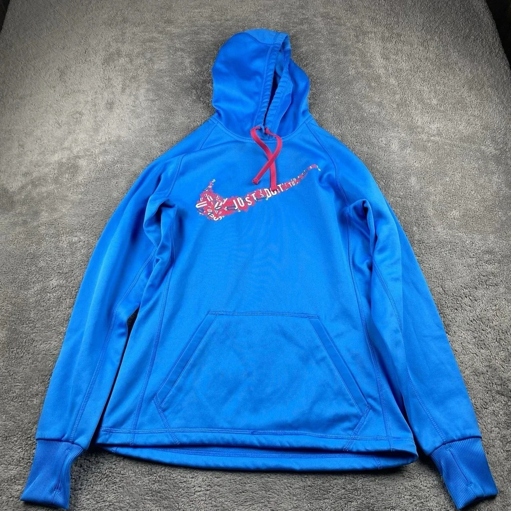 Nike Therma Fit Hoodie Womens XS Blue Pink‎ Long Sleeve